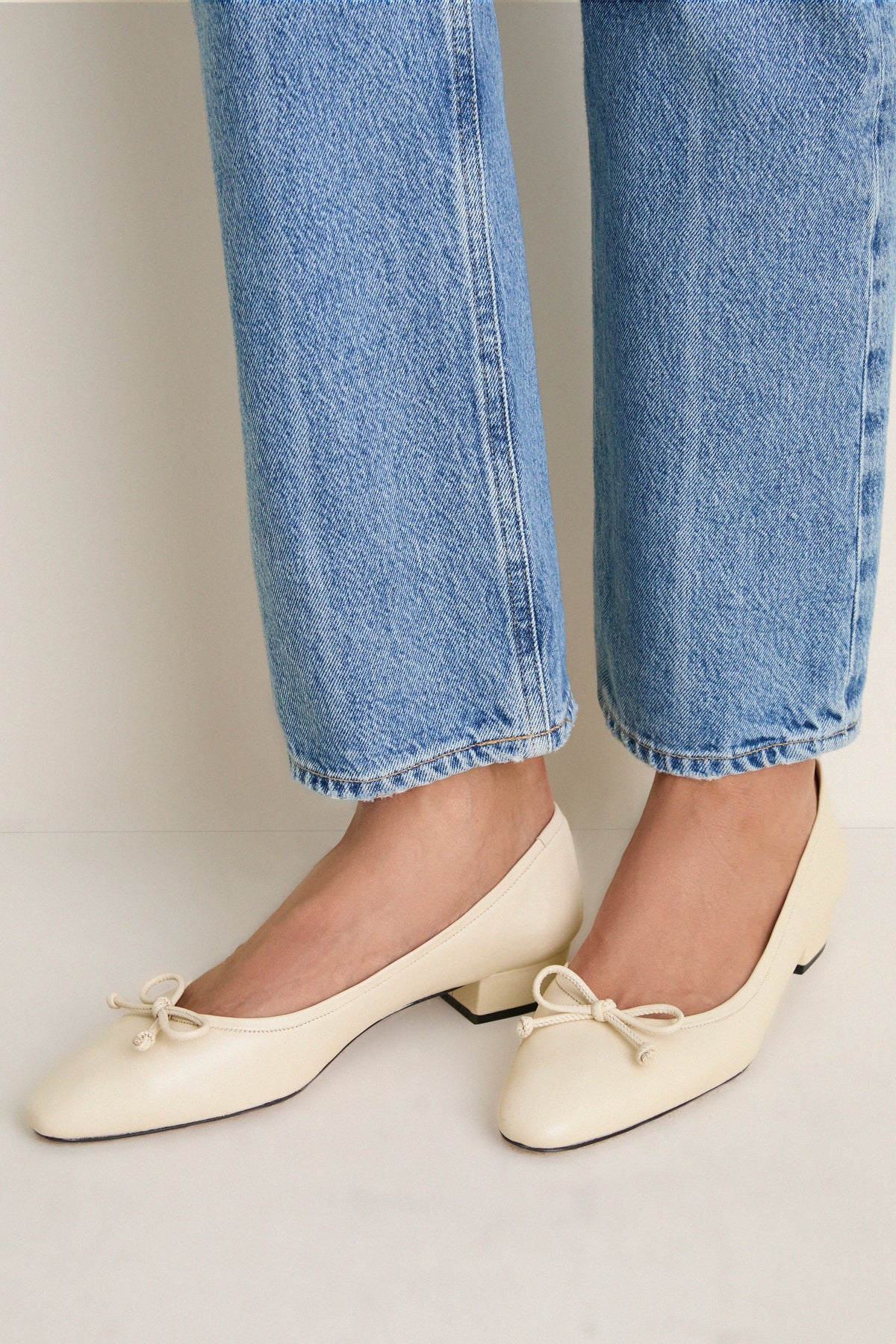 Cream Leather Bree Ballet Flats