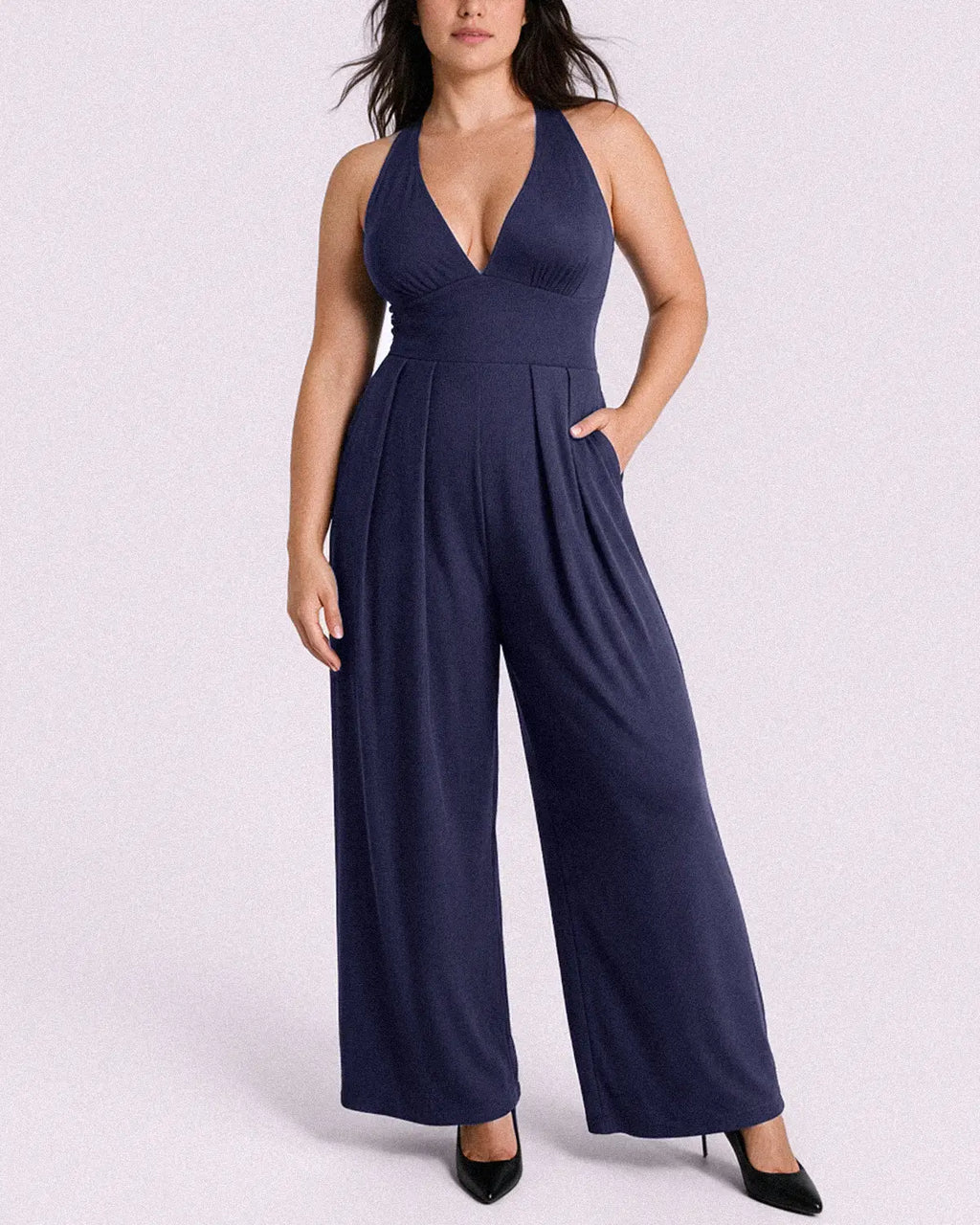 Bare Essentials AirSlim Deep Plunge Built-In Shaping Jumpsuit