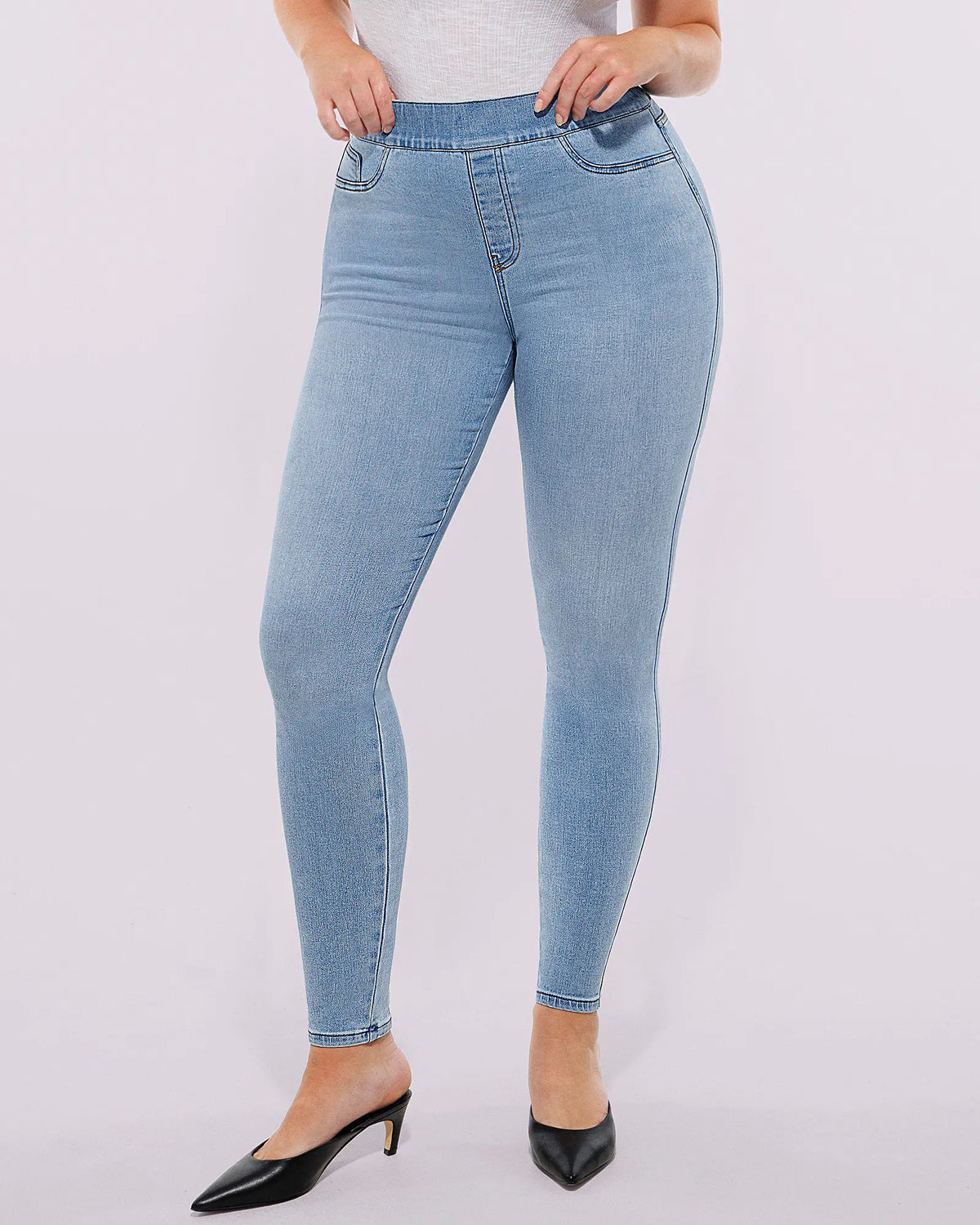 Bare Essentials High-Waisted Padded Hip Skinny Jeans