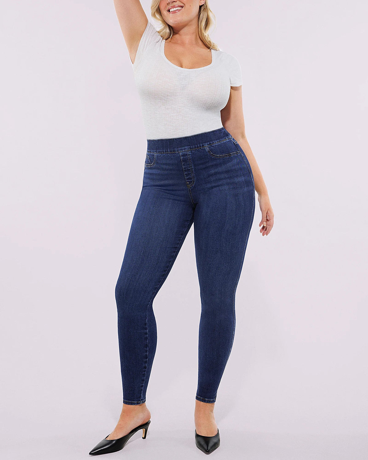 Bare Essentials High-Waisted Padded Hip Skinny Jeans