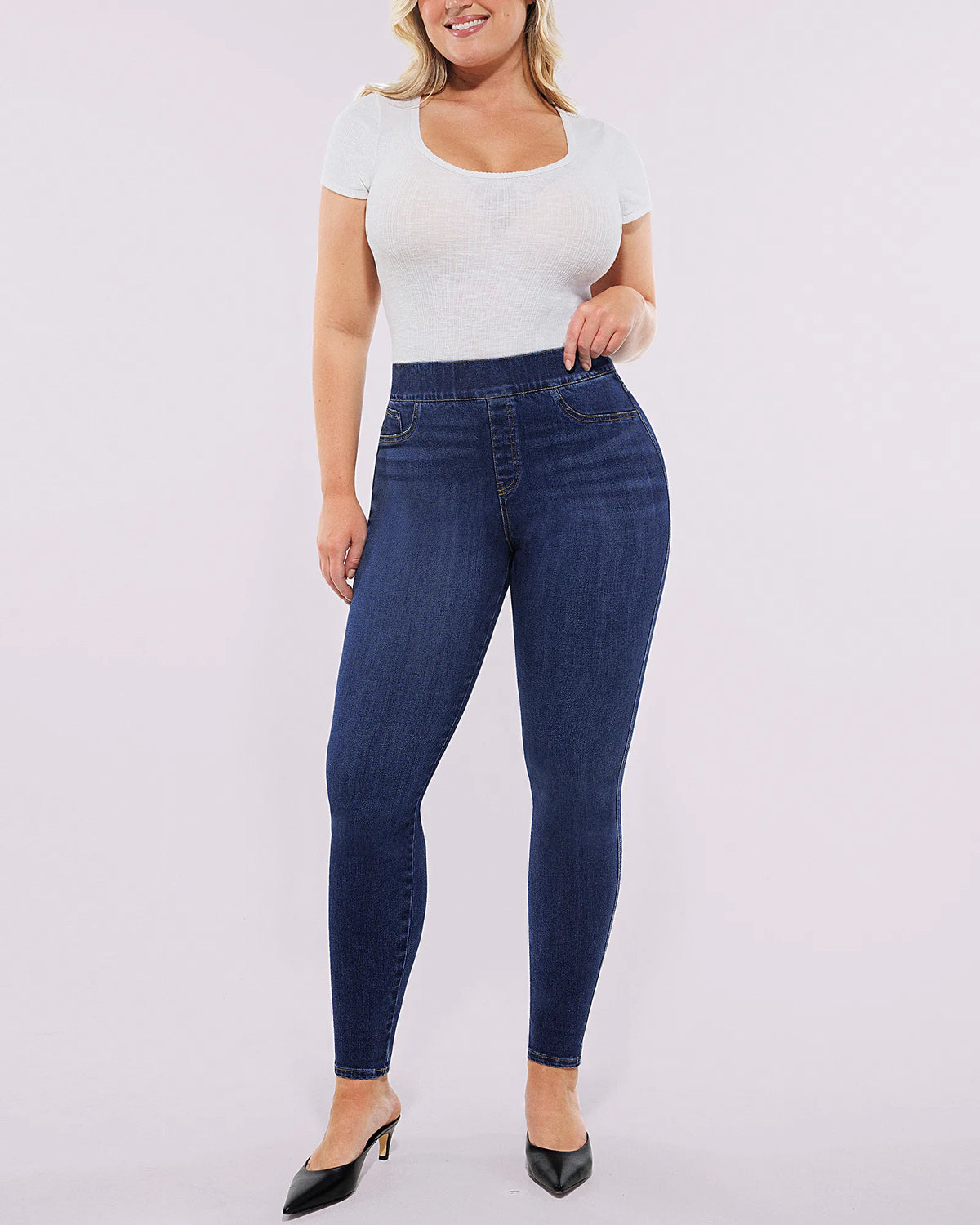 Bare Essentials High-Waisted Padded Hip Skinny Jeans