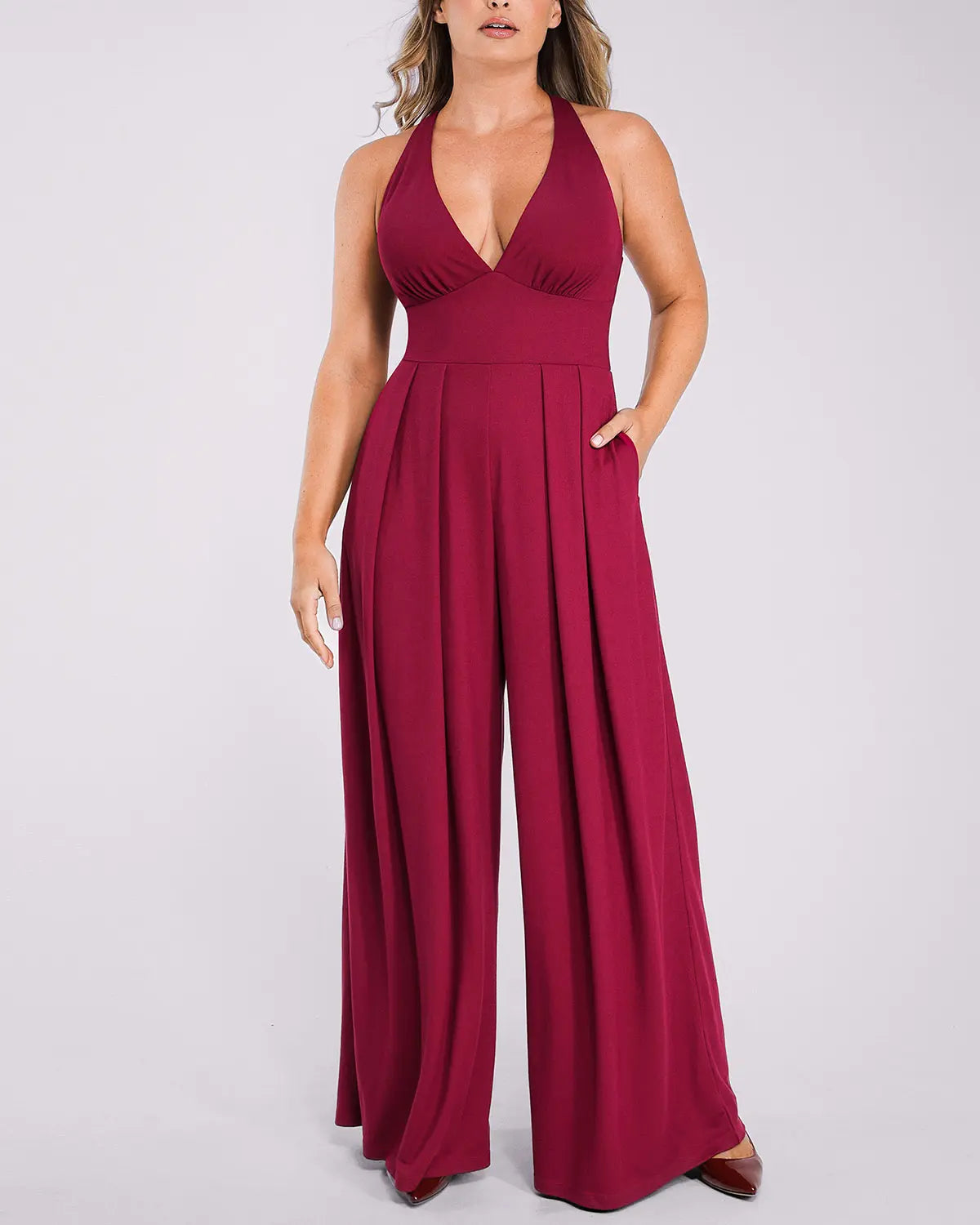 Bare Essentials AirSlim Deep Plunge Built-In Shaping Jumpsuit