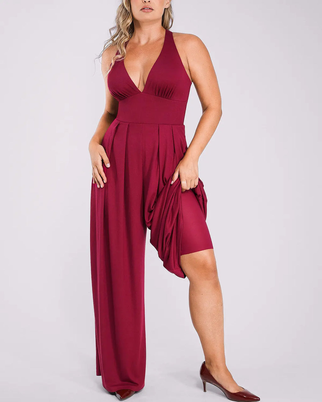 Bare Essentials AirSlim Deep Plunge Built-In Shaping Jumpsuit