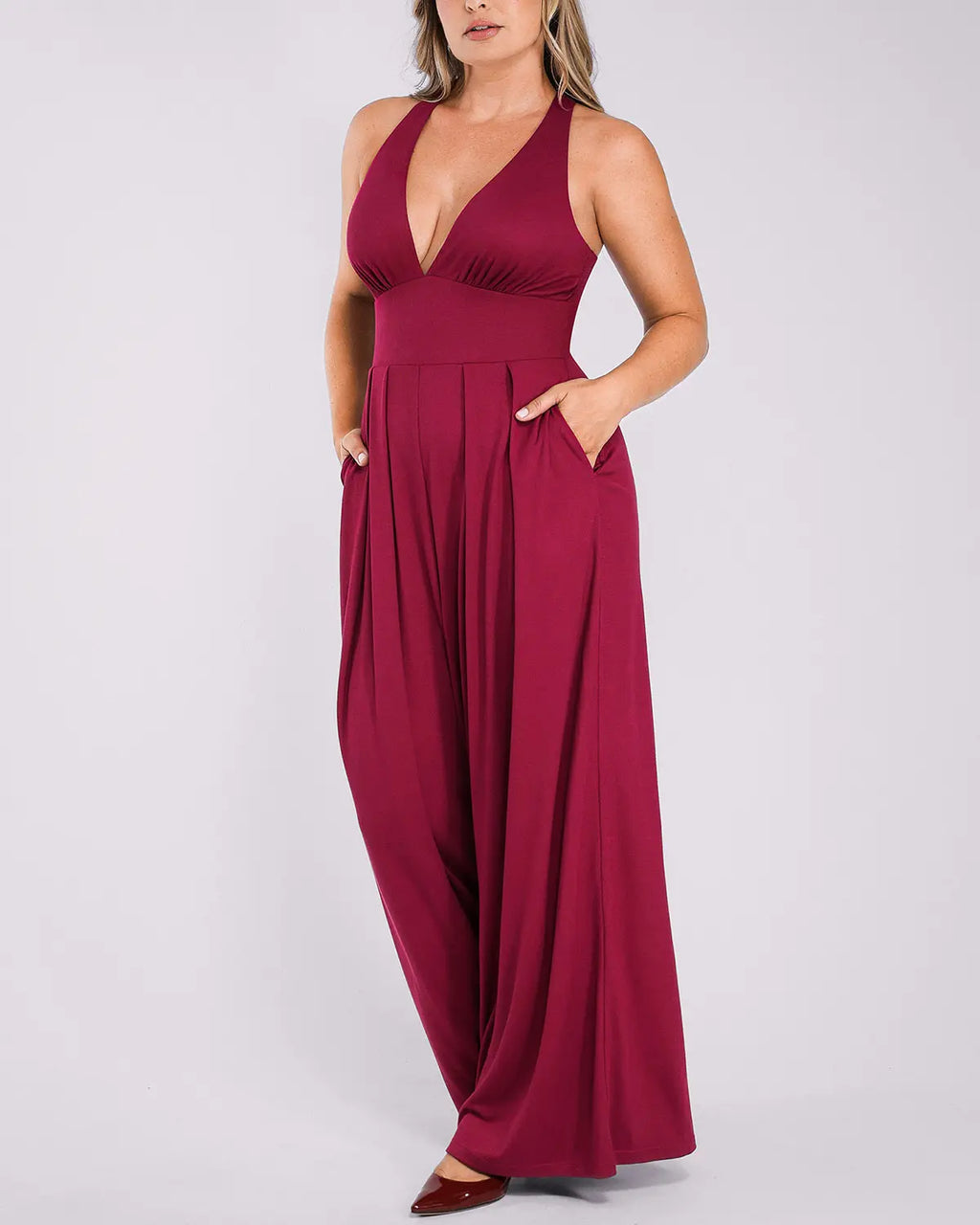Bare Essentials AirSlim Deep Plunge Built-In Shaping Jumpsuit