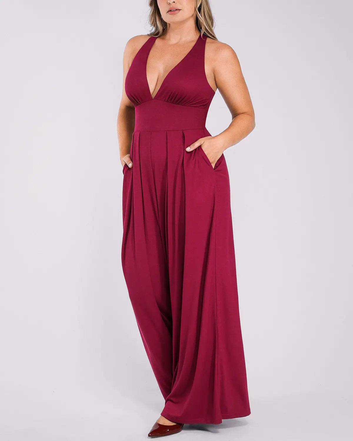 Bare Essentials AirSlim Deep Plunge Built-In Shaping Jumpsuit