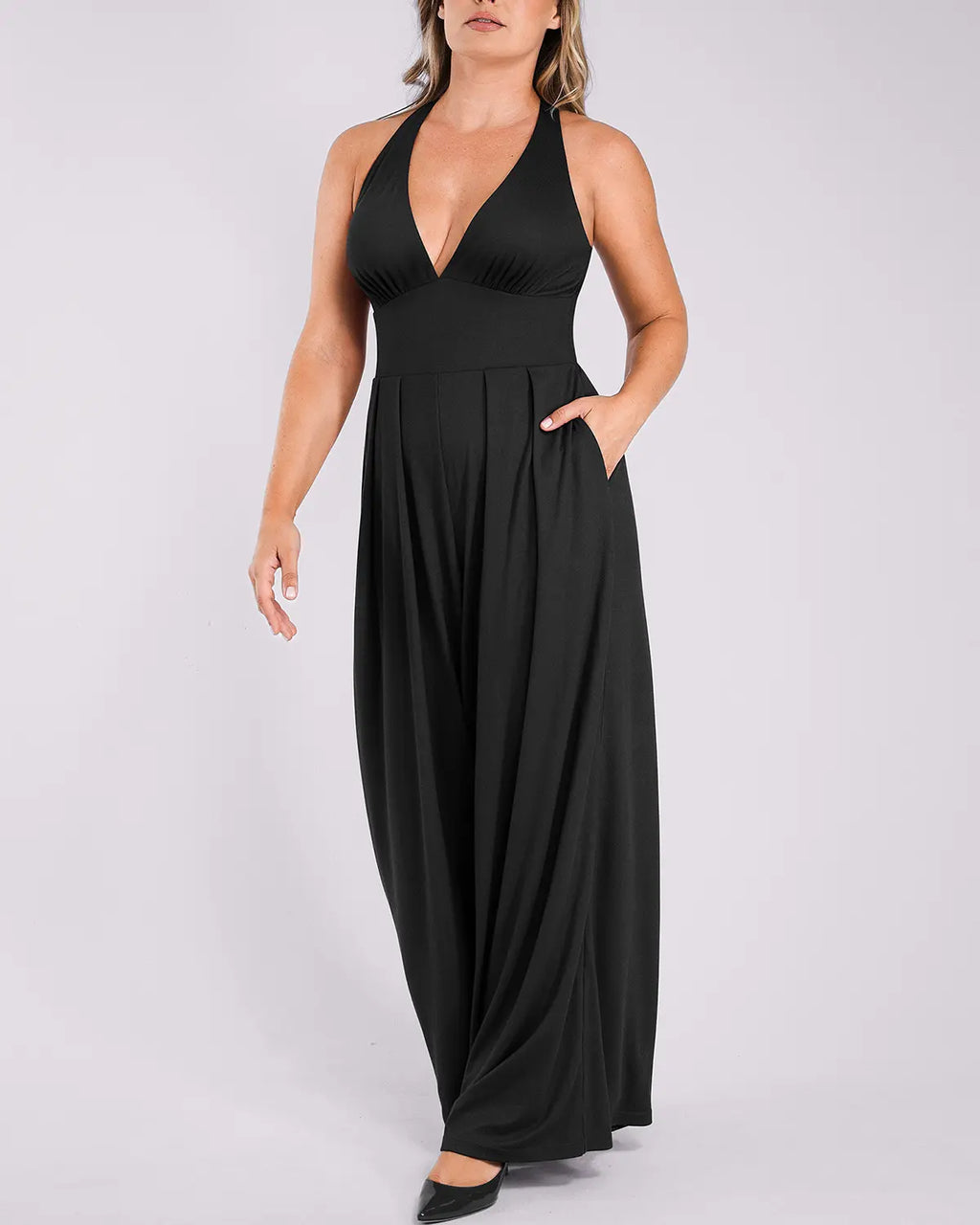 Bare Essentials AirSlim Deep Plunge Built-In Shaping Jumpsuit