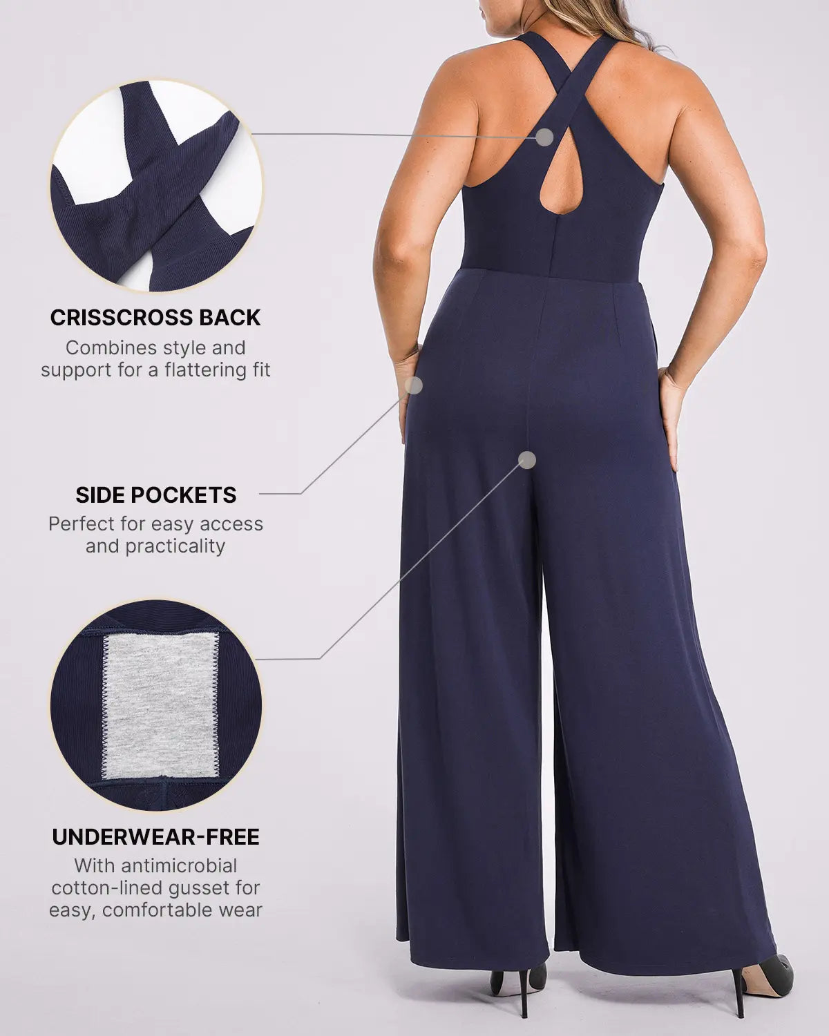 Bare Essentials AirSlim Deep Plunge Built-In Shaping Jumpsuit