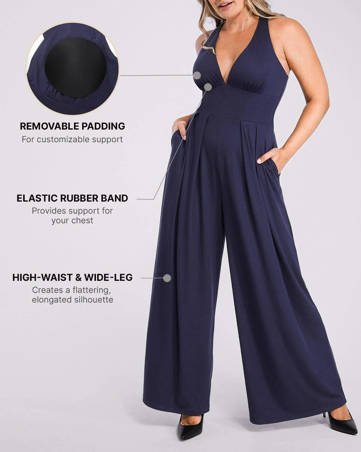 Bare Essentials AirSlim Deep Plunge Built-In Shaping Jumpsuit