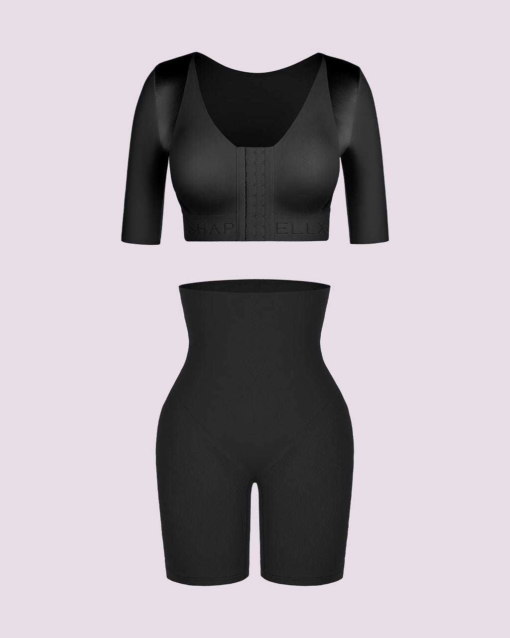 Elbow Sleeve Back Smoothing Top + Tummy Control Short Bundle