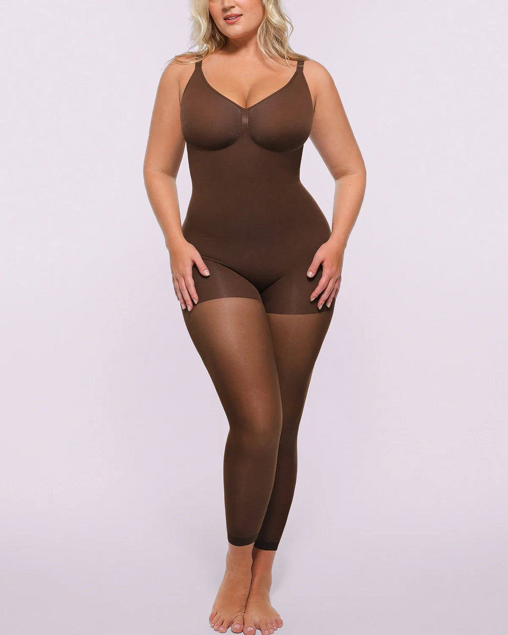 Combining bra panty shapewear and sheer tights into one streamlined solution